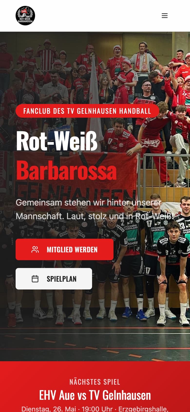 Fanclub Rot-Weiss Barbarossa – Ansicht auf dem Smartphone
