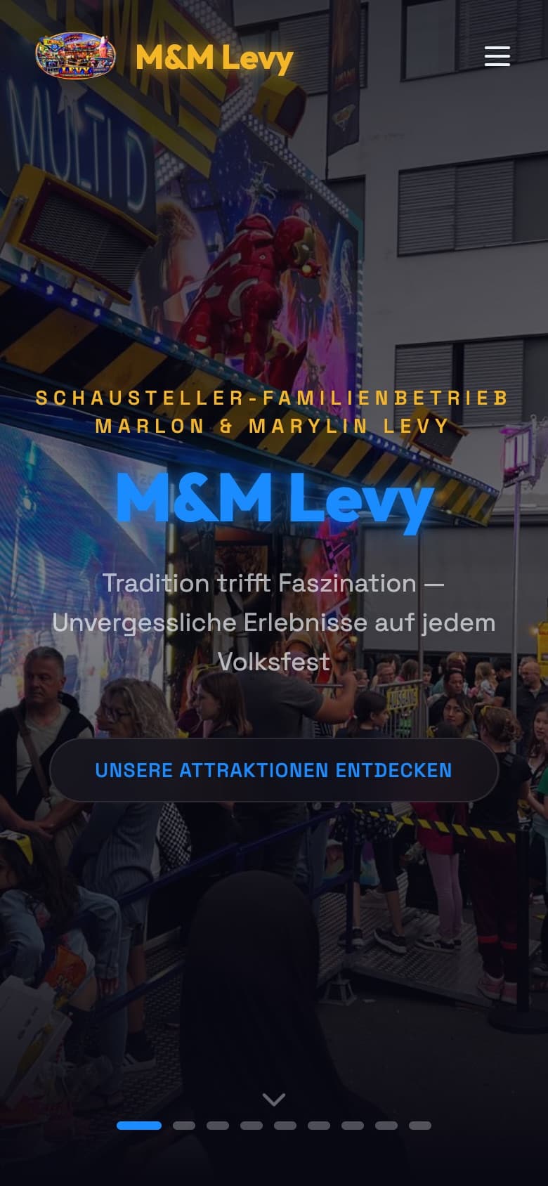 M&M Levy Schaustellerbetrieb – Ansicht auf dem Smartphone