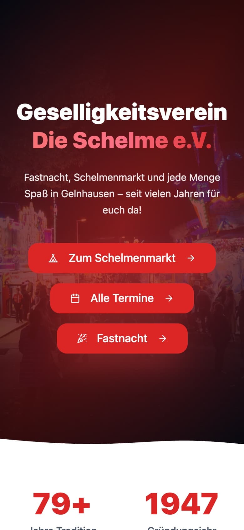 Vereins-Plattform "Die Schelme" e.V. – Ansicht auf dem Smartphone