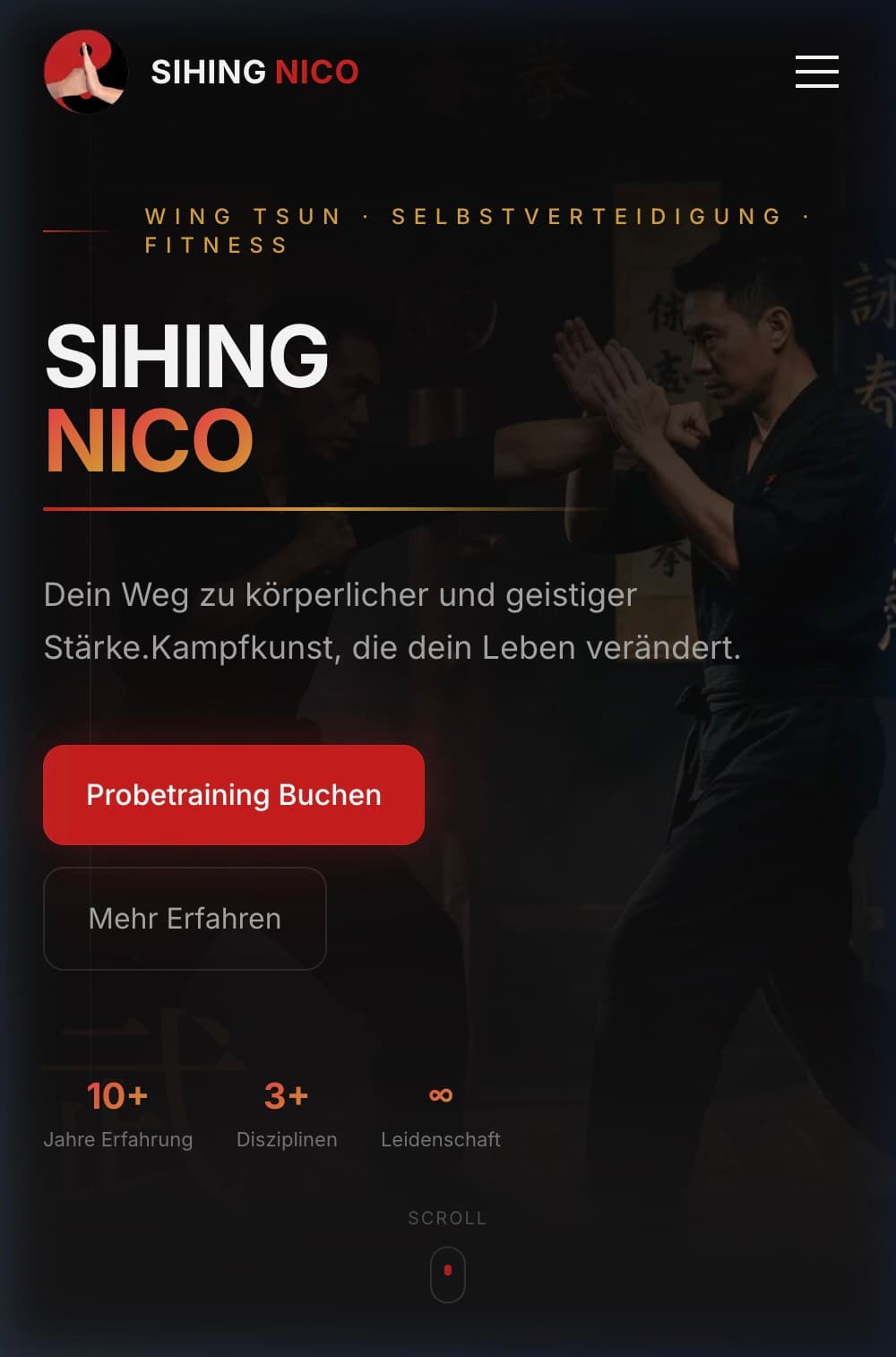 Sihing Nico | Wing Tsun – Ansicht auf dem Smartphone