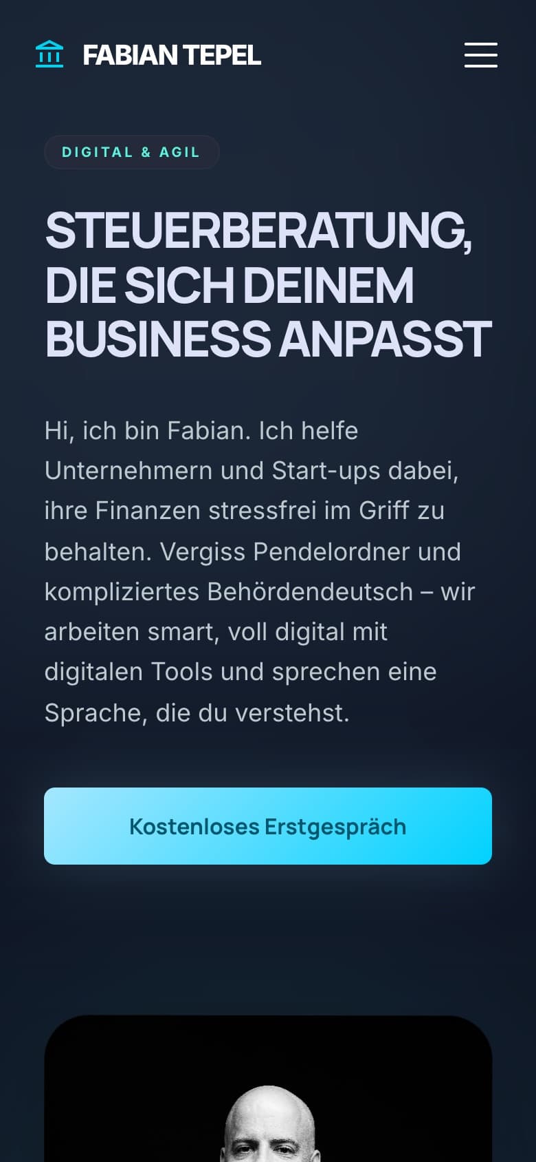 Fabian Tepel | Steuerberatung – Ansicht auf dem Smartphone